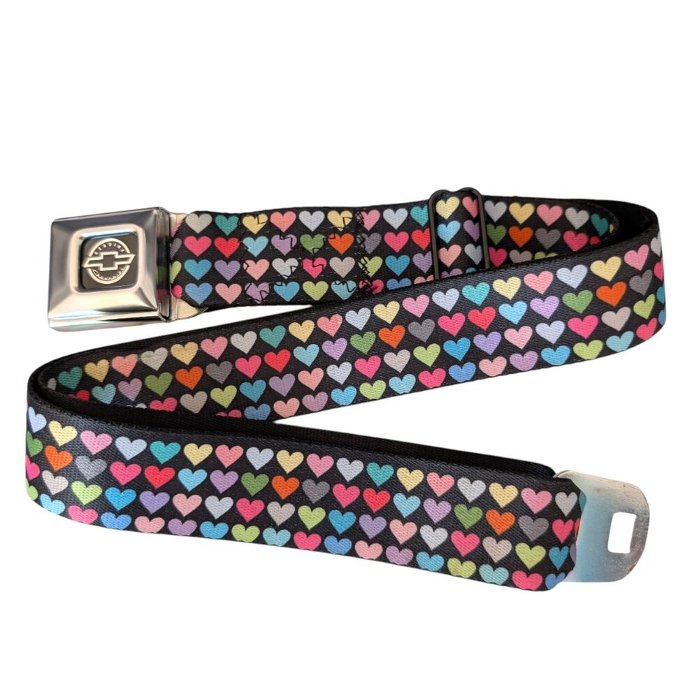 Buckle Down Unisex One Size Allover Colorful Hearts Adjustable Seatbelt Belt